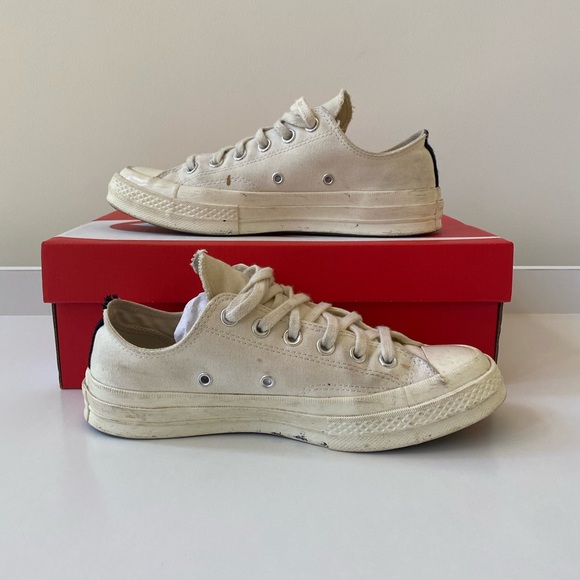 Converse Chuck 70 Low x Comme des Garcons Play White Red Mens Size 8 Cdg - Picture 2 of 9